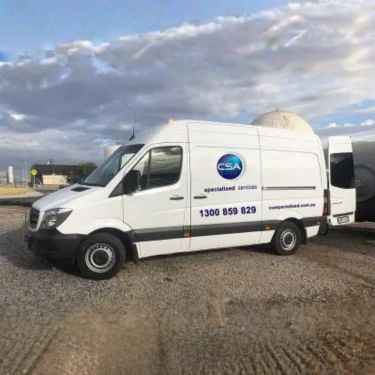 The staff is operating Elite Liquid Waste's CCTV van equipped with the most advanced CCTV camera and technology to identify the drain issues for the client.